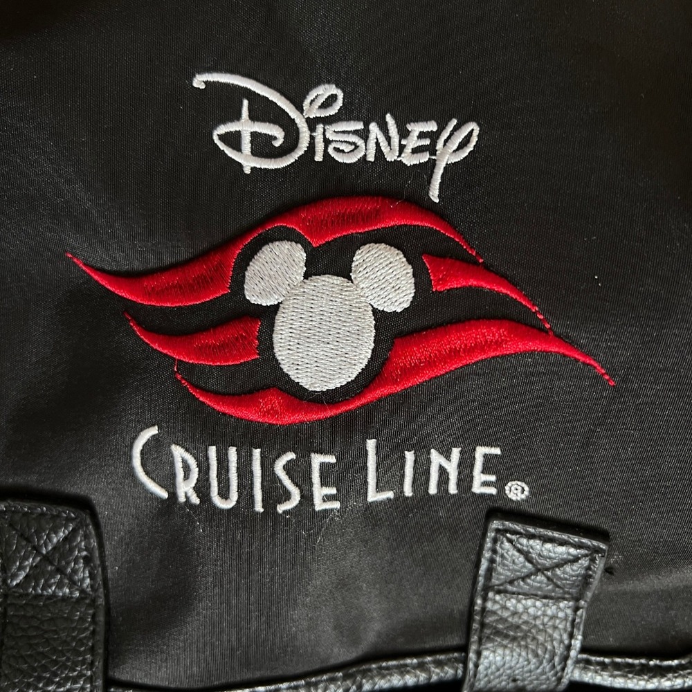 Disney Cruise Line Backpack Unisex Small Nylon Faux Leather Black Mickey Logo
